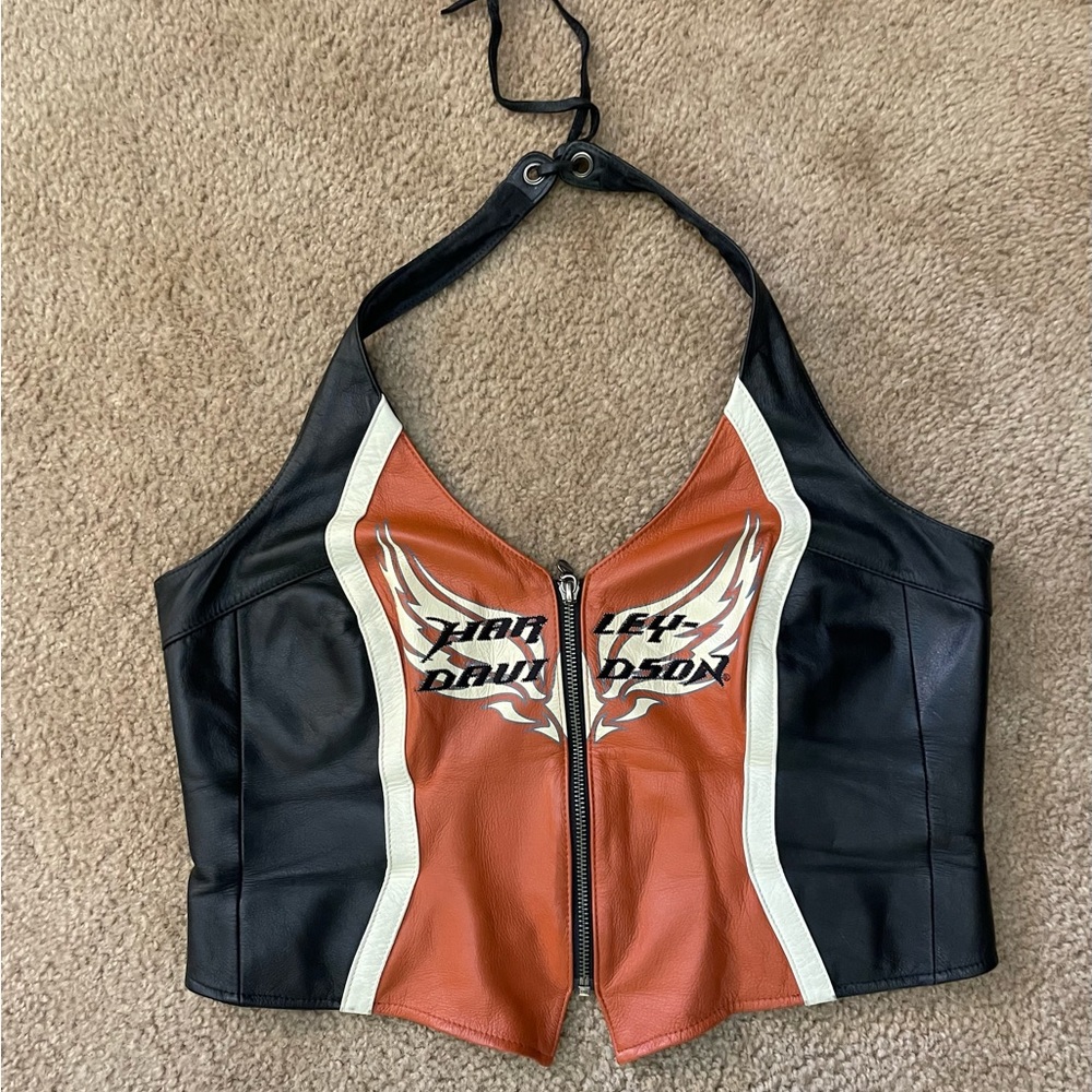 Harley Davidson leather halter top